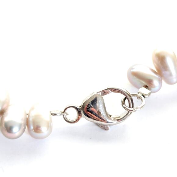 Stunning Silver Freshwater Pearl Quartz Chip Long Sterling Silver Clasp Necklace - Picture 4 of 5